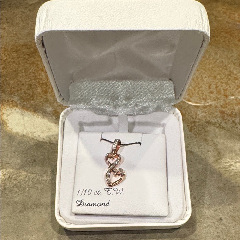 Kohl's Rose Gold Double Heart Diamond Necklace